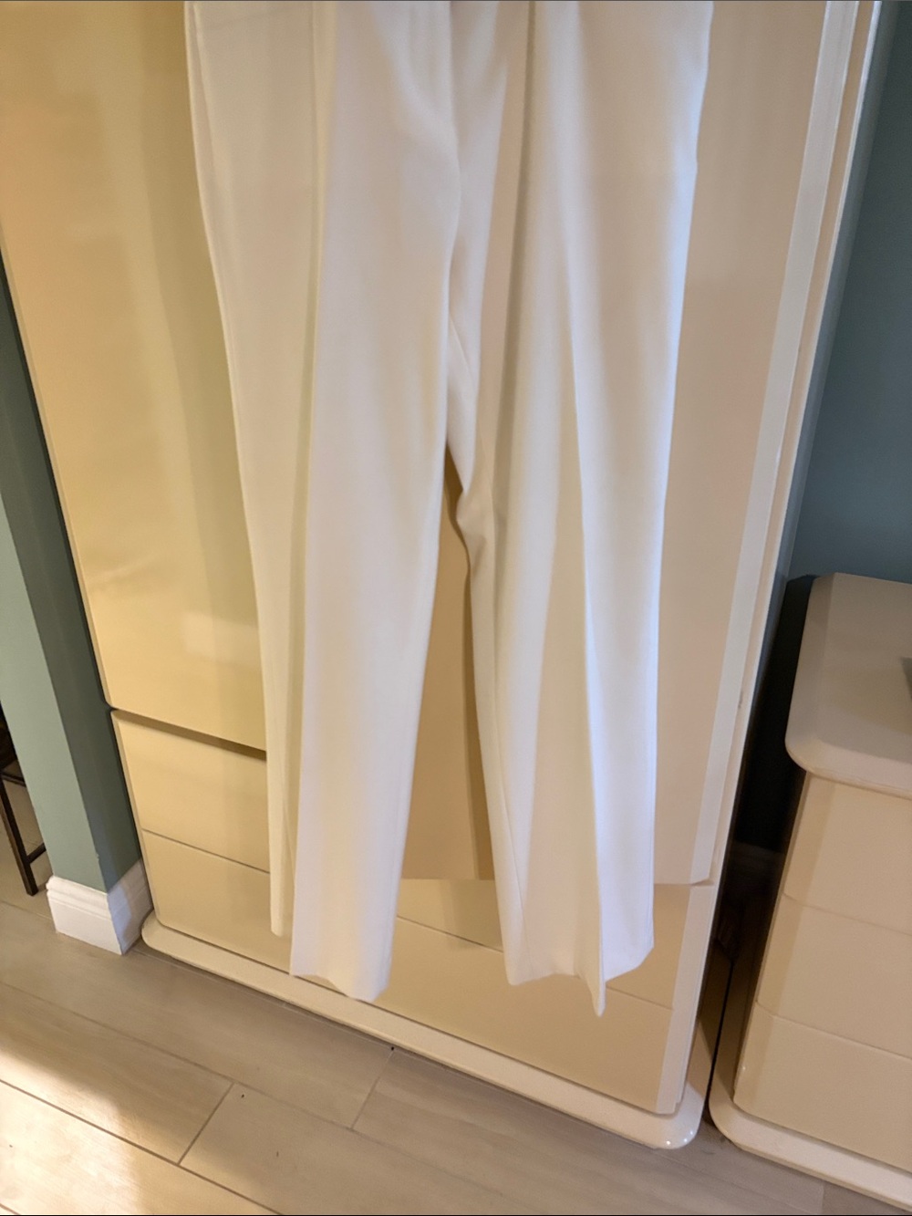 Women's White Tailored Straight-Leg Trousers